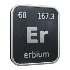 Three-dimensional icon of the chemical element of Erbium isolated on transparent background. 3D rendering