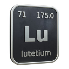 Three-dimensional icon of the chemical element of Lutetium isolated on transparent background. 3D rendering