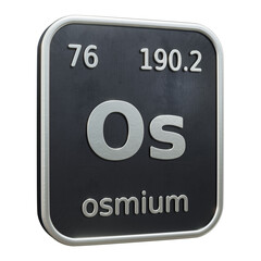 Three-dimensional icon of the chemical element of Osmium isolated on transparent background. 3D rendering