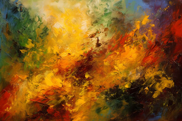 A close-up shot of a textured background created using light brush painting techniques, with abstract color splashes that represent all seasons
