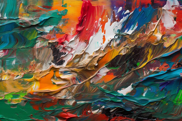 A close-up shot of a textured background created using light brush painting techniques, with abstract color splashes that represent all seasons