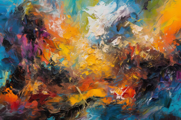 A close-up shot of a textured background created using light brush painting techniques, with abstract color splashes that represent all seasons