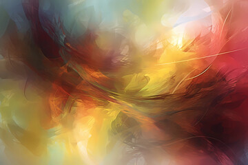 A close-up shot of a textured background created using light brush painting techniques, with abstract color splashes that represent all seasons