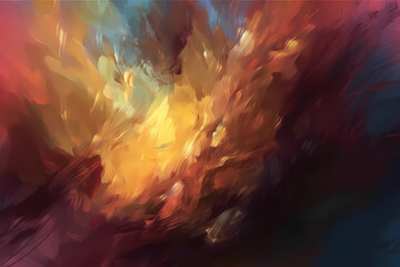 A close-up shot of a textured background created using light brush painting techniques, with abstract color splashes that represent all seasons