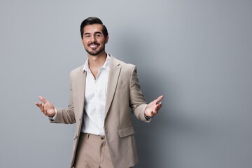 businessman man business happy suit copyspace portrait beige smiling guy handsome