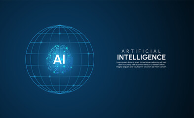 Artificial intelligence network concept background template Vector illustration.