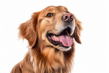 This image is a close up of a golden retriever dog’s face with its tongue out, Generative Ai