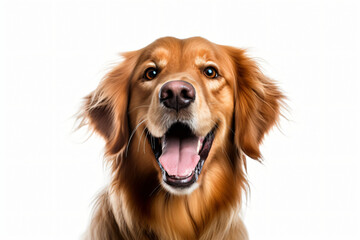 This image is a close up of a golden retriever dog’s face with its tongue out, Generative Ai