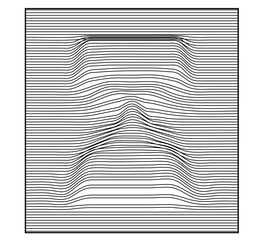 hourglass covered with sheet of stripes, black and white vector design, lines and curves forming an hourglass