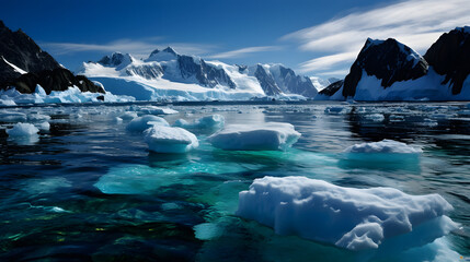Fototapeta na wymiar 輝く南極の氷原 No.008 | Glistening Antarctic Icefields Generative AI