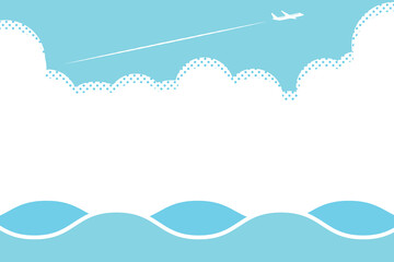 飛行機雲と海の抽象的な背景フレーム