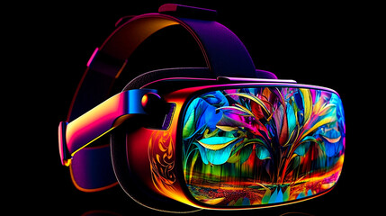 Virtual reality headset. VR headset with vivid colors.