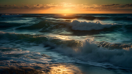 朝の静謐な海の風景 No.005 | Tranquil Serenity of the Morning Sea Generative AI