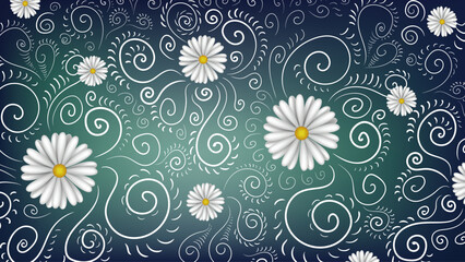 Fototapeta na wymiar abstract floral vector bg white daisy flowers spring nature background