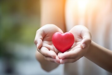Obraz na płótnie Canvas red woman hand donor valentine health cardiogram love fight hold care. Generative AI.