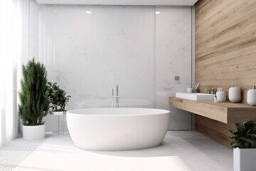 Fototapeta na wymiar white interior bath modern home bathroom architecture luxury bathtub house wood. Generative AI.