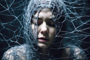 Concept of freeze nervous system state related to polyvagal theroy trauma. Generative AI.