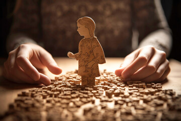 Woman with parts of herself related to trauma healing and IFS therapy. Generative AI.