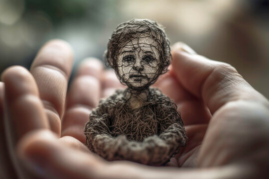 Man holding his inner child trauma healing and IFS therapy concept. Generative AI.