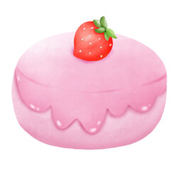 kawaii pink yellow birthday cake party watercolor hand drawing