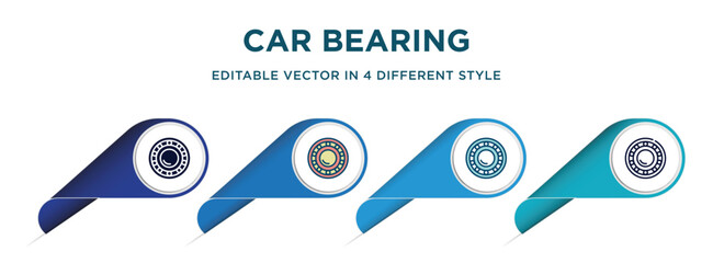 car bearing icon in 4 different styles such as filled, color, glyph, colorful, lineal color. set of vector for web, mobile, ui - obrazy, fototapety, plakaty