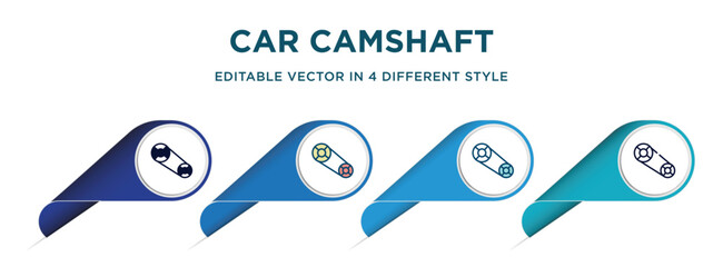 car camshaft icon in 4 different styles such as filled, color, glyph, colorful, lineal color. set of vector for web, mobile, ui