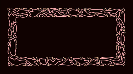 organic line botanical frame in the dark background hand drawn