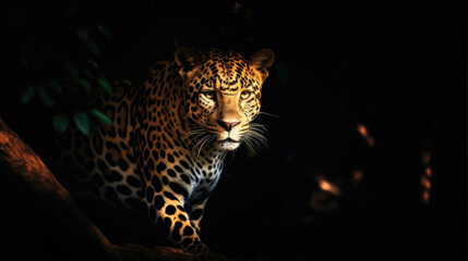 Fototapeta na wymiar leopard in the night
