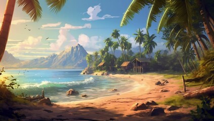 Beautiful summer landscapes on the tropical beach generative ai variation 1