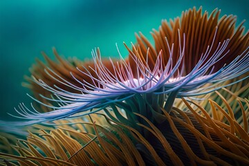 Naklejka na ściany i meble A colorful sea anemone swaying in the current