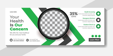 Medical healthcare timeline cover template web banner design