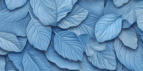 Foto op Plexiglas Blue leaf tropicalpattern copy space background  by generative AI tools © Montalumirock