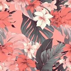 Watercolour floral pattern in spring colours