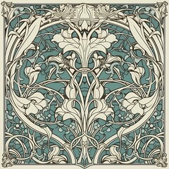 Victorian damask pattern in royal blue