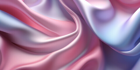 Obraz premium Pink silk satin background, elegant wavy fold by generative AI tools