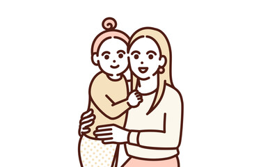 Obraz premium 母子家庭の親子。シングルマザーのベクターイラスト素材。