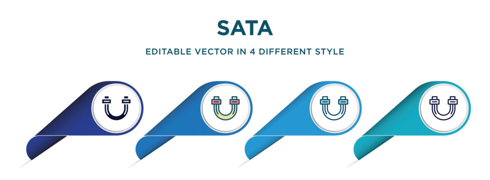 sata icon in 4 different styles such as filled, color, glyph, colorful, lineal color. set of vector for web, mobile, ui