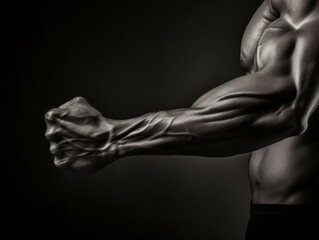 Obraz na płótnie Canvas Close-up Arm muscles biceps Generative ai