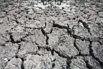 very dry soil. concept of soil erosion due to lack of precipitation due to global warming