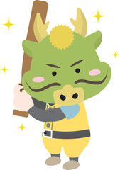 Fototapeta premium 野球をプレーする辰年のかわいい龍のイラスト
