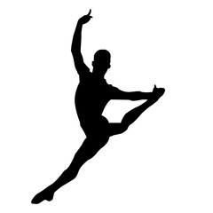 Fototapeta na wymiar contour of a male dancer in a big ballet jump