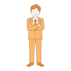 笑顔で腕組みをするビジネスマン