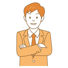 笑顔で腕組みをするビジネスマン