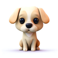 Naklejka premium Cute and Playful 3D Render of a Realistic Dog That Will Melt Your Heart, Generative AI