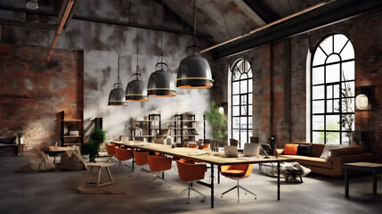 Generative AI, Raw and Edgy Industrial Workspace