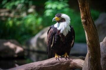 Obraz premium majestic bald eagle perched on a tree branch Generative AI