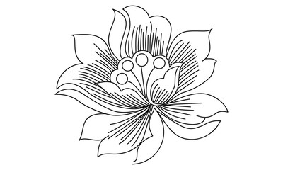 Obraz premium Flower line art design whit and black 