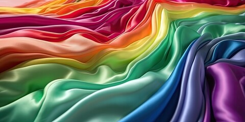 Luxurious colorful Rainbow silk texture background adds a touch of elegance perfect for fashion. Generative AI