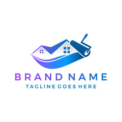 Home paint service logo design vector template 