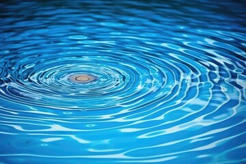 circular hole on a blue water surface with ripples Generative AI